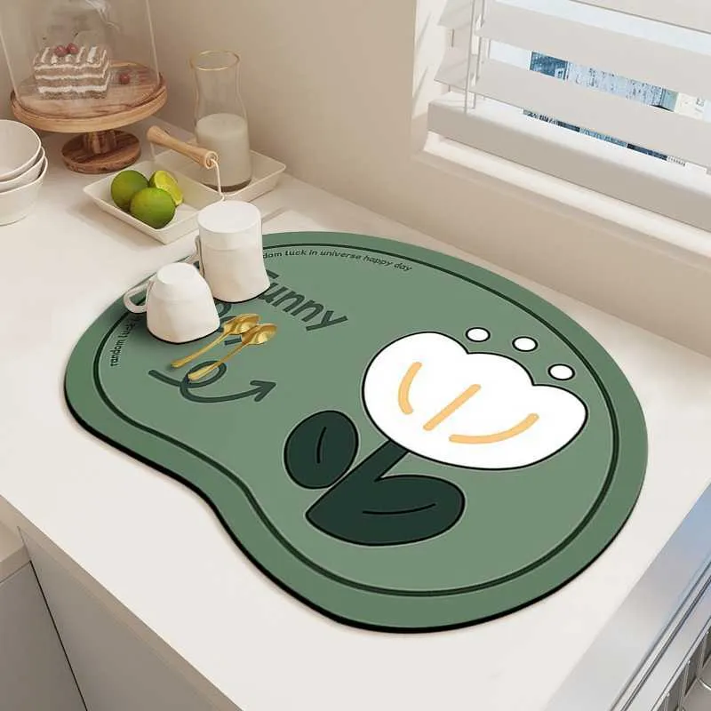 Urinal Mats  Countertop Dish Cup Drying Mat Kitchen Tableware Draining  Pad Absorbent Printed Coffee Machine Drain Mat Table Placemat Decor Z0502  From Make04, $4.06