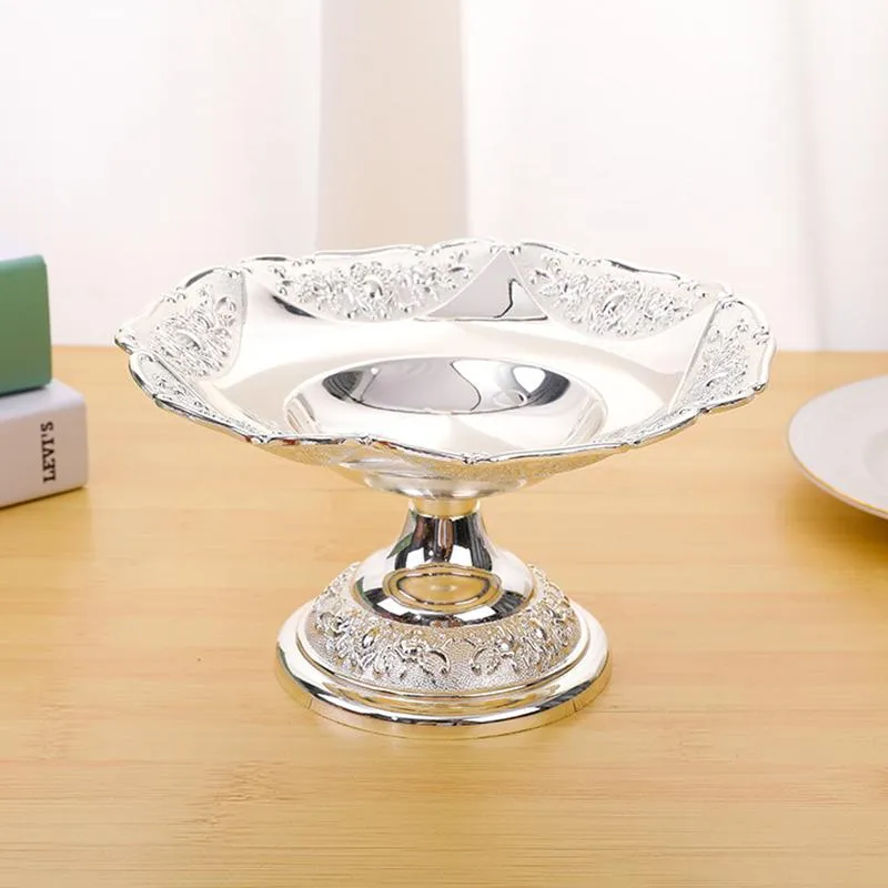 Organisation Peandim European Silver Plated Fruit Dish Dessert Cake Stand Plate Fruit Tray For Home Wedding Party Enent Hotel Decoration