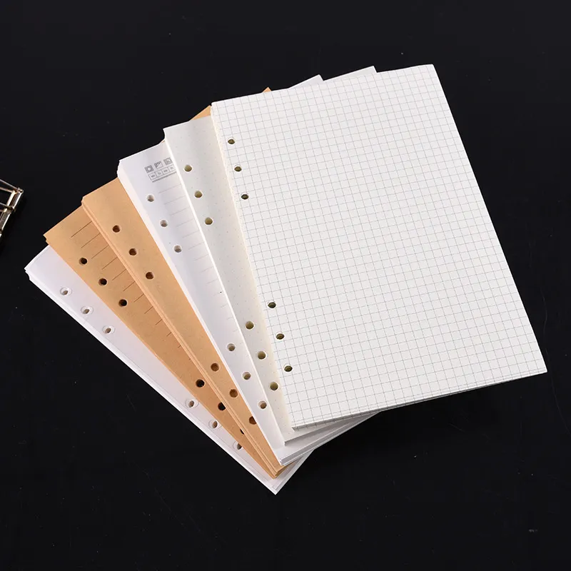 Anteckningar A5 A6 A7 Black Craft White Loose Leaf Notebook Refill Spiral Binder Inner Sid Line Dot Grid Inside Paper Stationery 230503