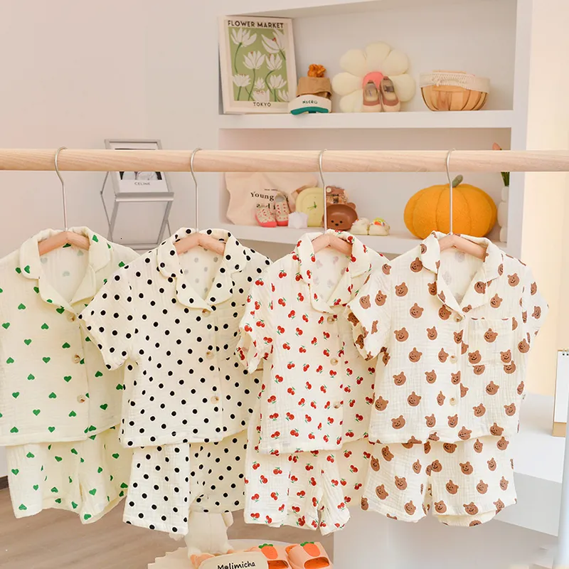 Pamas Cel Summer Pama Set niedliche Style Home Leinen Schlafkleidung Baby Jungen Pyjama 230503