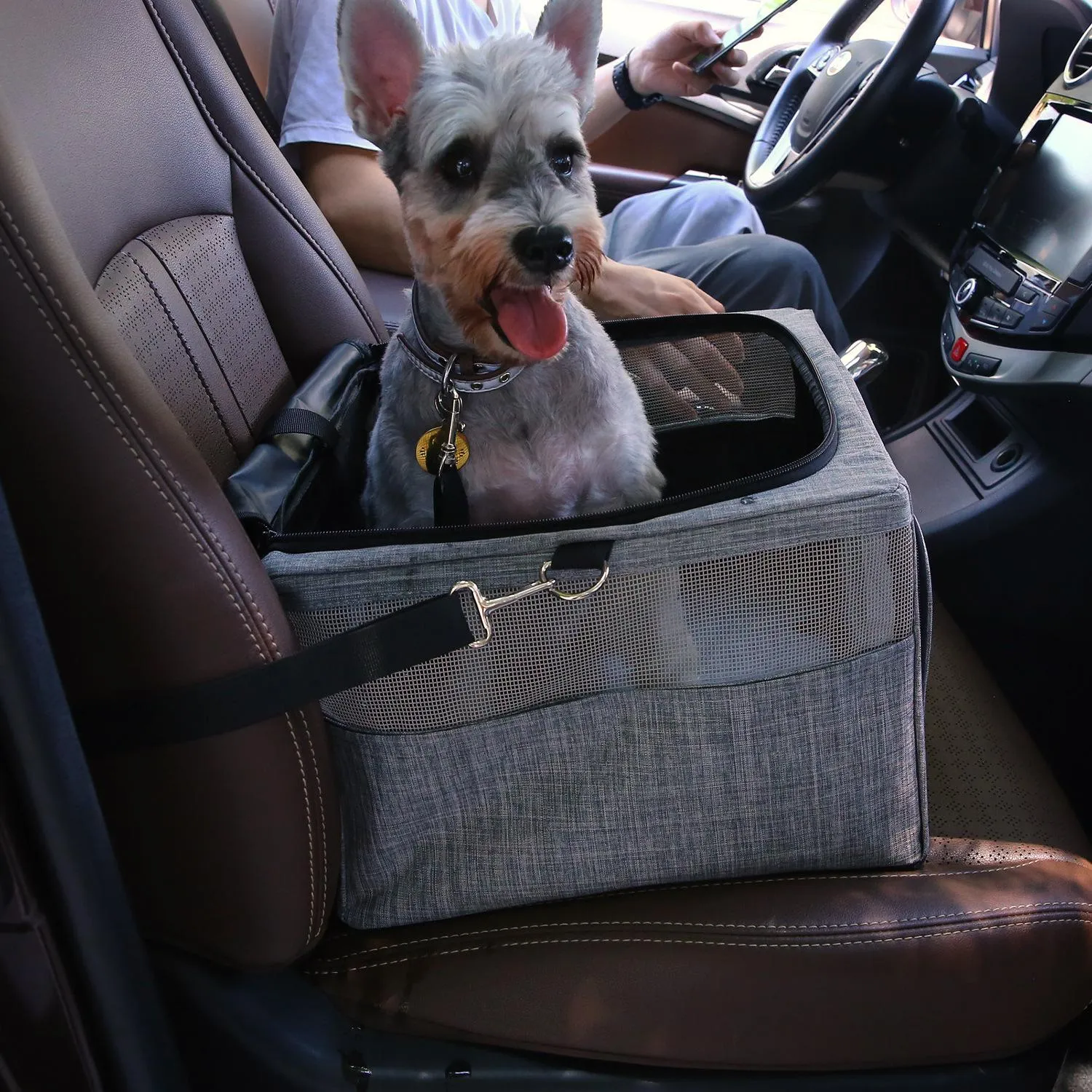 Carriers Folding Dog Car Seat Carrier Breathable Dog Car Cover Travel Cat Dog Carrier Bags Grey Dog Car Seat Protector Booster Pet Items