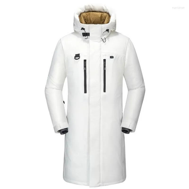 Mäns ner män Ryssland vinterlång sektion vindtät kall och varm huva vit anka jacka casual tjock parka outwear