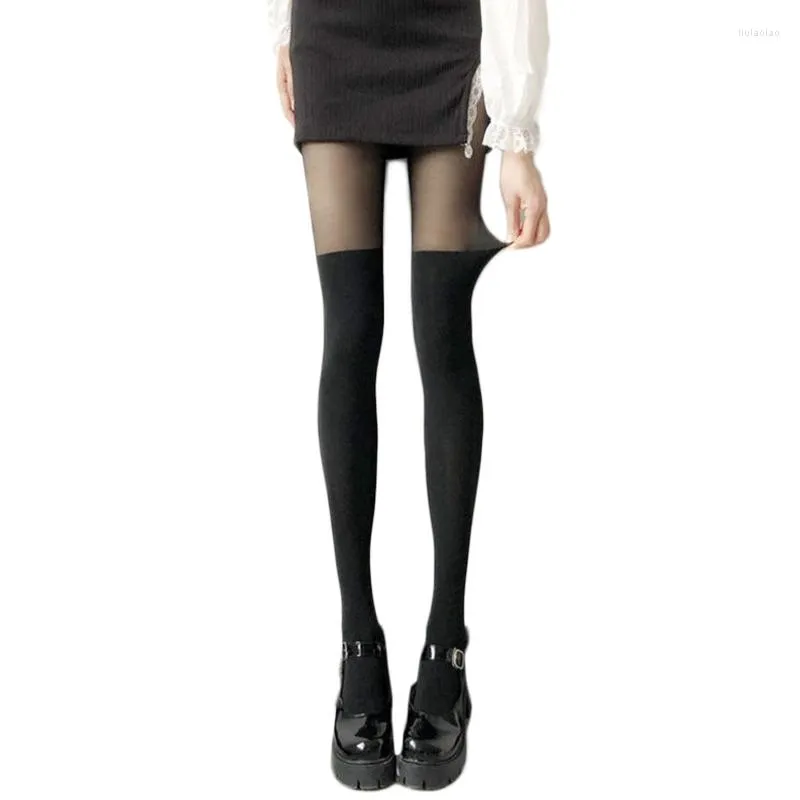 Women Socks Sexy Stitching Pantyhose Suspender Patchwork Jacquard Tattoo Sheer Tights