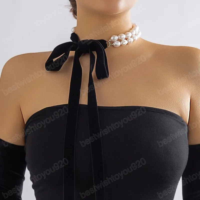 Vintage Black Velvet Ribbon Choker Necklace With Adjustable Bowknot For  Womens Weddings Imitation Pearl Neck Costume Jewelry From Bestwishtoyou920,  $2.35