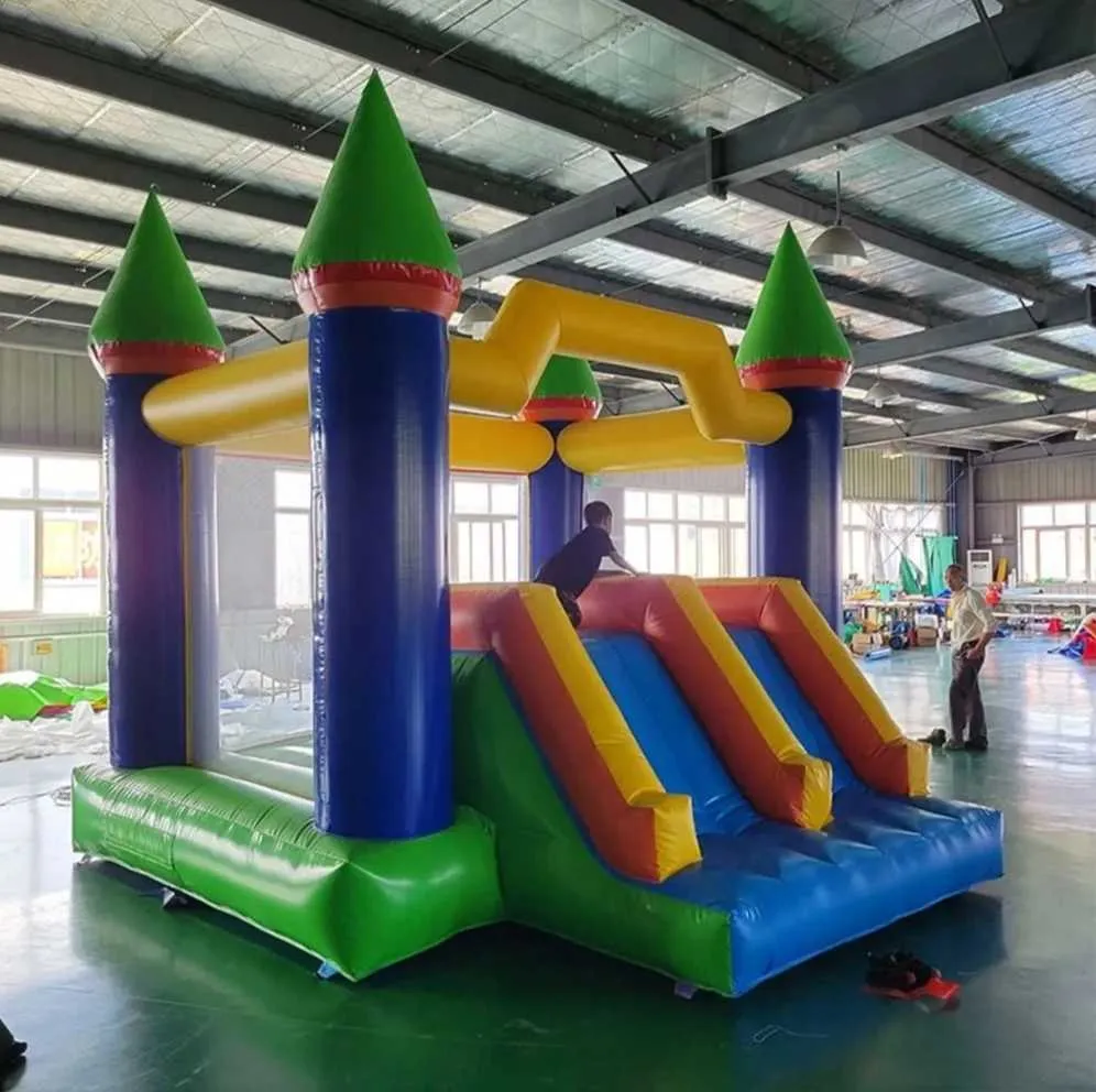 Commercial Grade 4x4m PVC Inflatable Bounce Castle With Fun Slides And Air Blower Popular