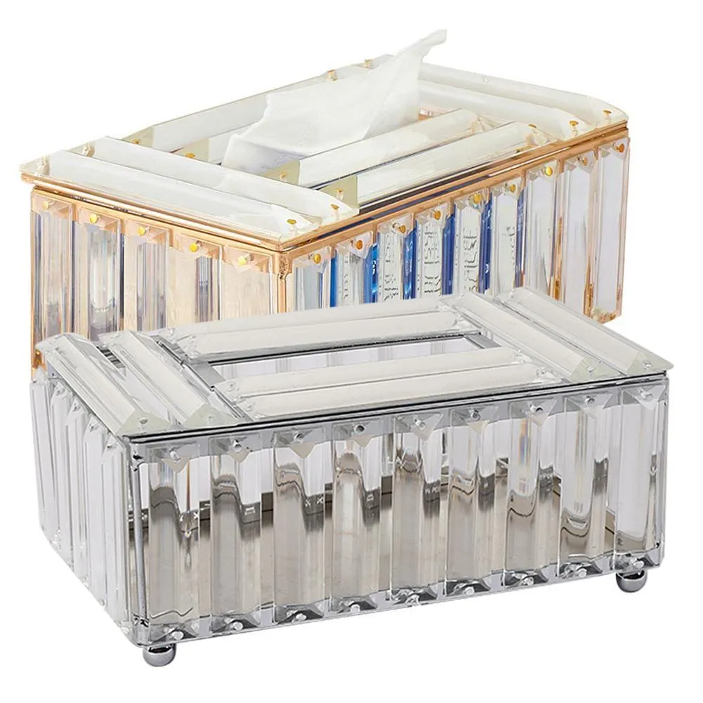 Organization Crystal Tissue Box Paper Rack Office Table Accessories Facial Case Holder Napkin Tray For Hotel Car Case Holder Home Decoration