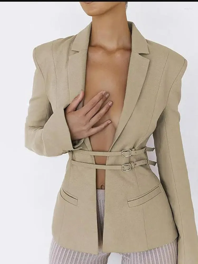 Costumes pour femmes Ceinture Hauts de luxe pour femmes Marque Revers V tements V tements de printemps Ensemble l gant Blazer Femme Veste blanche