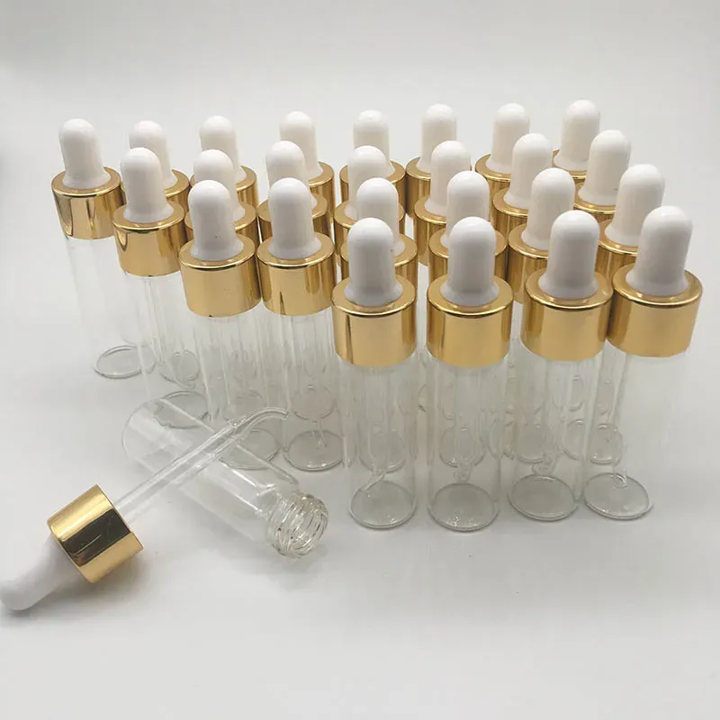 15 ml/0,5oz Essentials Oil Dropper flessen Glas Jar Kleinflesje Gratis monsters met gouden zilverdoppen Parfum Cosmetische vloeistof