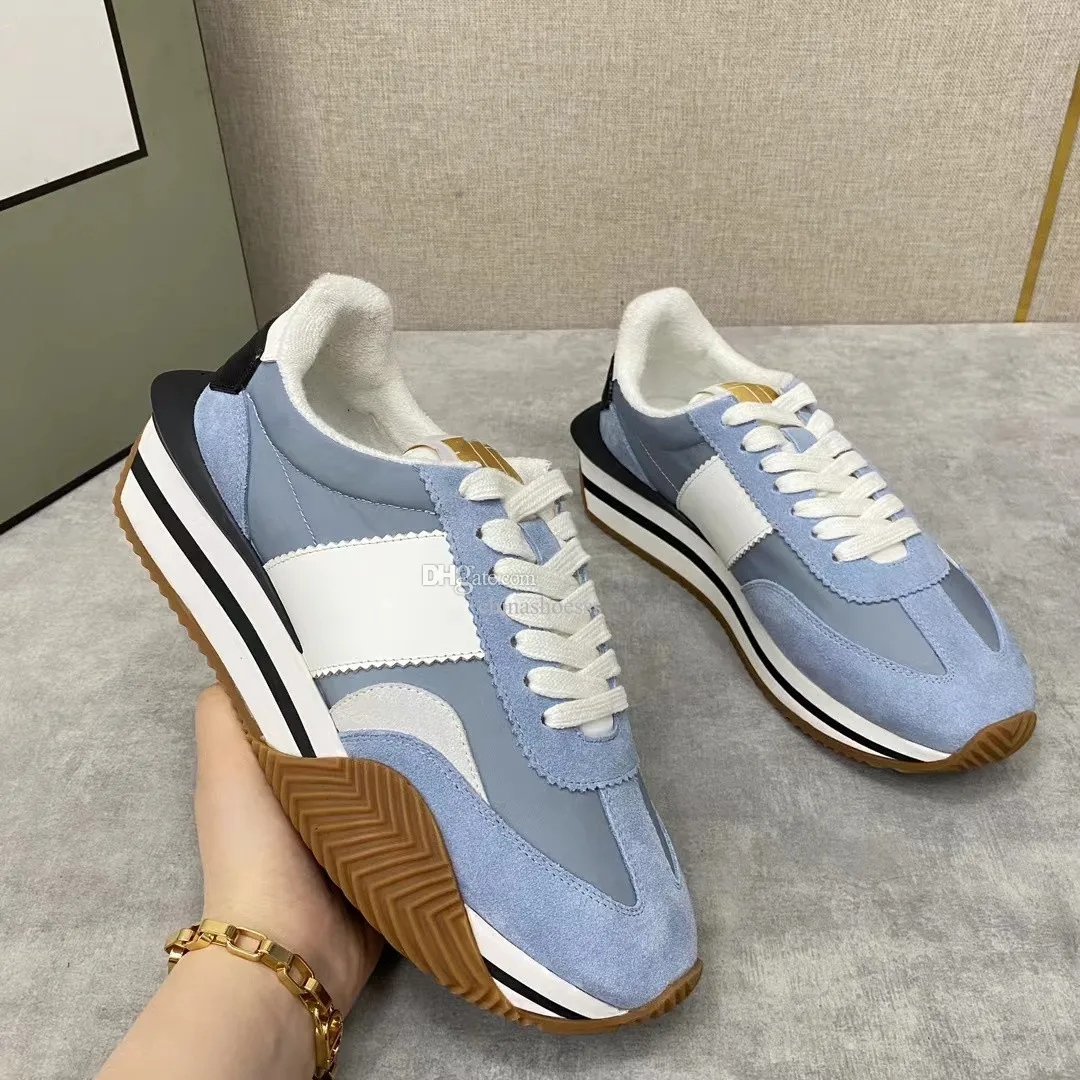 Top Brand James Nylon Suede Sneakers Scarpe Side Stripe Suede Nylon Chunky Suola in gomma Uomo Trainer Lace Up Comfort Sconto Walking EU38-46