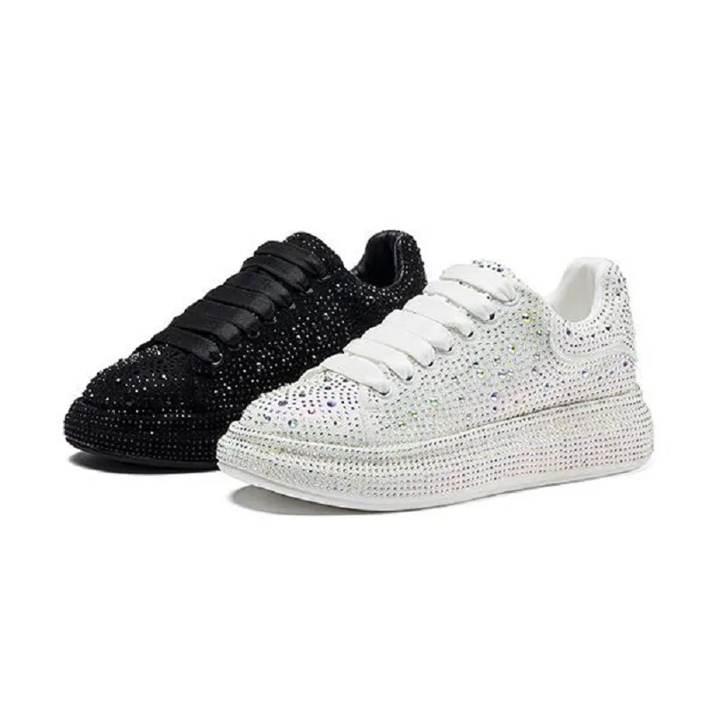 Nya vårkvinnor sneakers mode strass tjocka ensamma sportskor för ungdomsskolskor kristallplattform sneakers storlek 43 d2h43