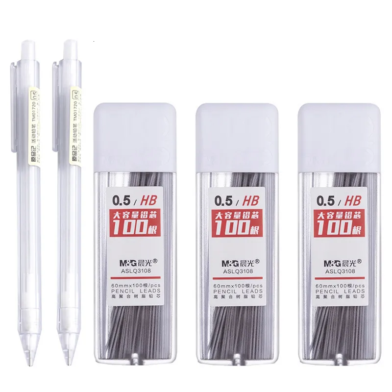 Marcadores 0507mm Lápis automáticos Definir lápis mecânicos de recarga HB2B para desenho de desenho de estudantes de ensino escolar de artigos de papelaria fofa 230503
