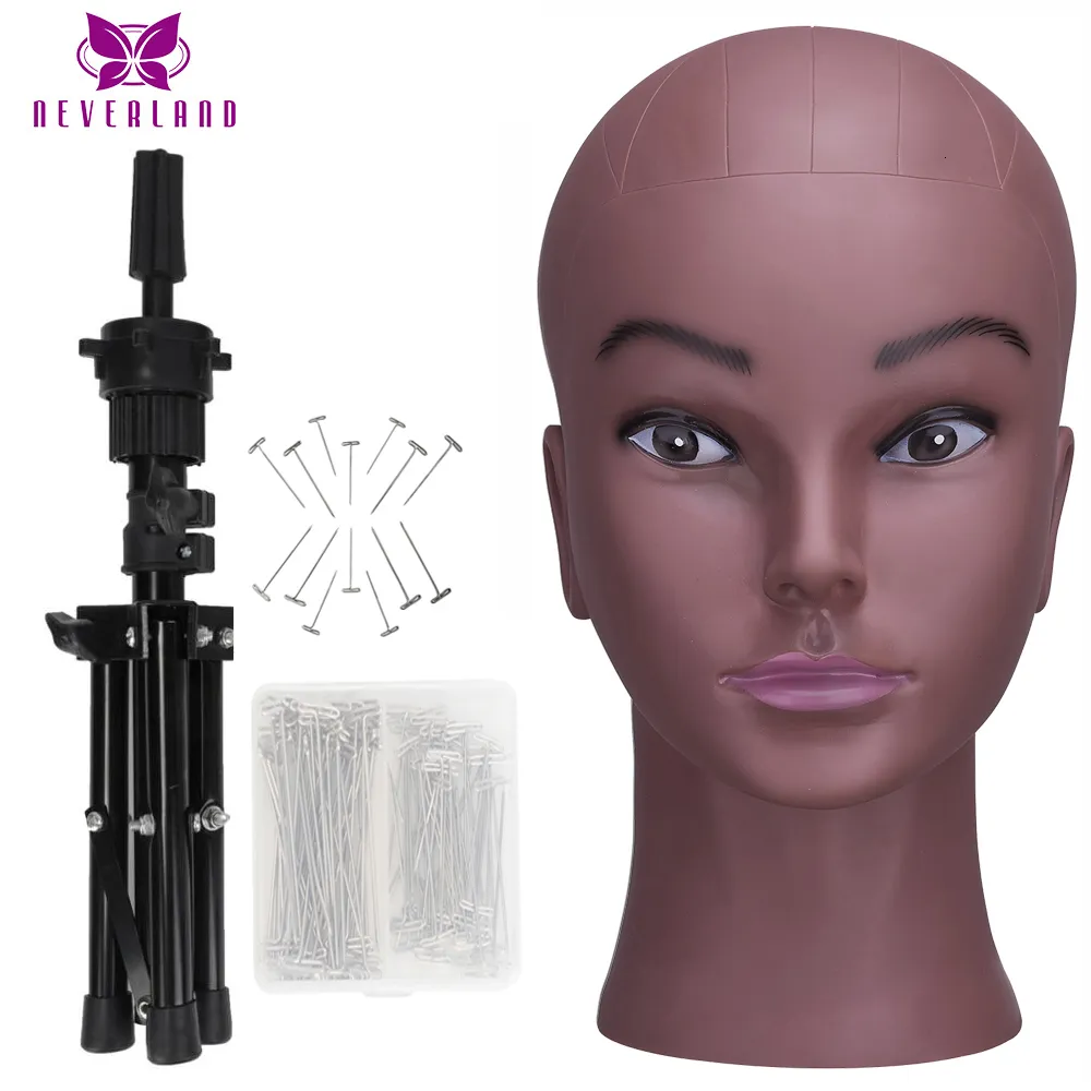 Mannequin Head With Wig And Doll Display Stand, Soft Bald Head