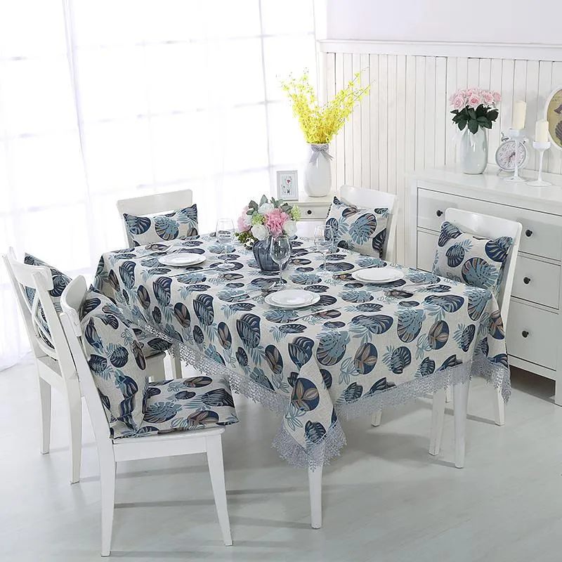 Table Cloth High Quality Rectangular Tablecloths For Blue Big Leaf Print Cover Decorate Home Modern Toalha De Mesa Dinning Party