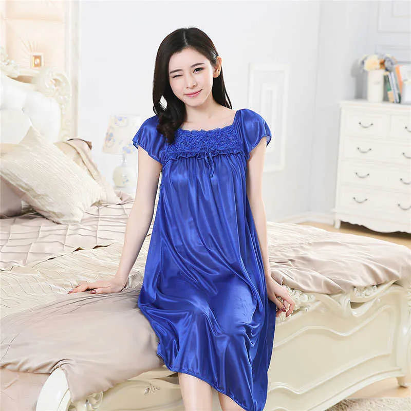 YINSILAIBEI Rose Plus Size Ice Silk Satin Nightgown Sexy Chemise Sleepwear  For Women, Perfect For Night Lounge And Lingerie #30 P230408 From  Misihan02, $8.94