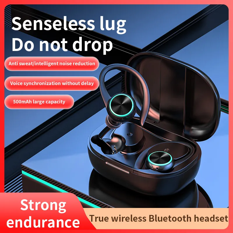 R201 Bluetooth 5.0 Wireless Earphones Sports Earbuds With Mic Ear Hooks Bluetooth Headset Intelligent Touch Wireless Headphones