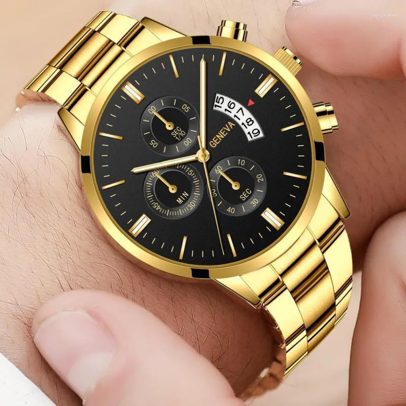 Relojes De Pulsera De La Marca Geneva Reloj De Cuarzo Para Hombre Reloj Calendario Con Esfera Grande Correa De Acero Inoxidable Lujo Negocios Hombre Estudiante Dorado De 8 09 DHgate