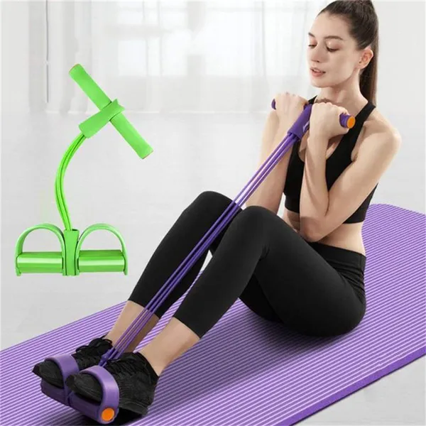Sport Fitness Equipment Multi-purpose Pedal Exerciser Sit-ups Tummy Action Resistance Bands Red