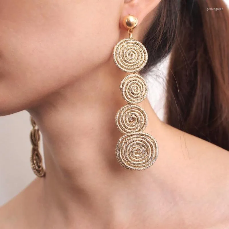 Studörhängen Fashion Spiral Wire Circular Bohemian Statement Double Drop African Jewelry