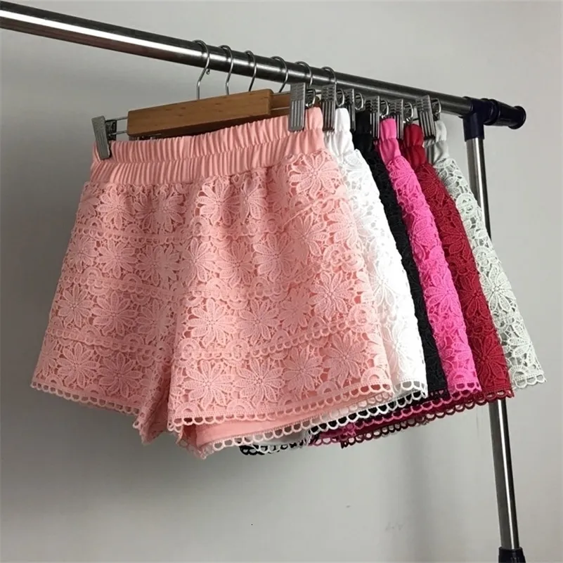 Women's Shorts Summer Lace Shorts Women Out Wear Thin Shorts Feminino Elastic High Waist White Short Femme Lace Trousers Women pants C4078 230503