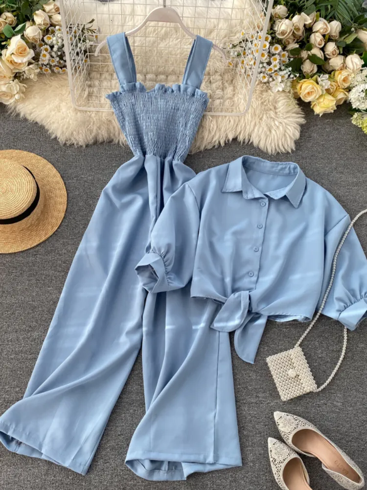 Women s Tracksuits Fitaylor Summer Two Pieces Set Women Loose Short Sunscreen Jacket Suspending Rompers Clothing Female Casual Holidays Suit 230503