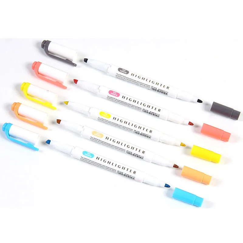 Wholesale Kawaii Double Tip Highlighter Pen Marker Set 5 Candy Colors For  Manga, Midliner, Pastel, And Stationery 230503 From Kuo10, $8.2