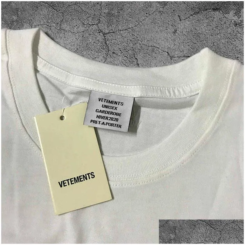 vetements t shirt men woman short sleeve big tag hip hop loose casual embroidery vetements tees black white tshirts top tees x0726