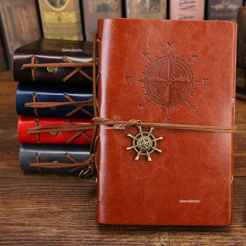 Notepads Retro Spiral Notebook Diary Notepad Vintage Pirate Anchors PU Leather Note Book Replaceable Stationery Gift Traveler Journal 230503