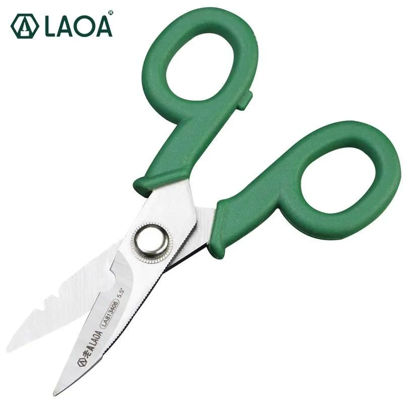 Schaar LAOA – ciseaux en acier inoxydable de 5.5 pouces, ciseaux ménagers, outils avec ruban, ciseaux d'électricien, outils pour dénuder les fils, couper les fils