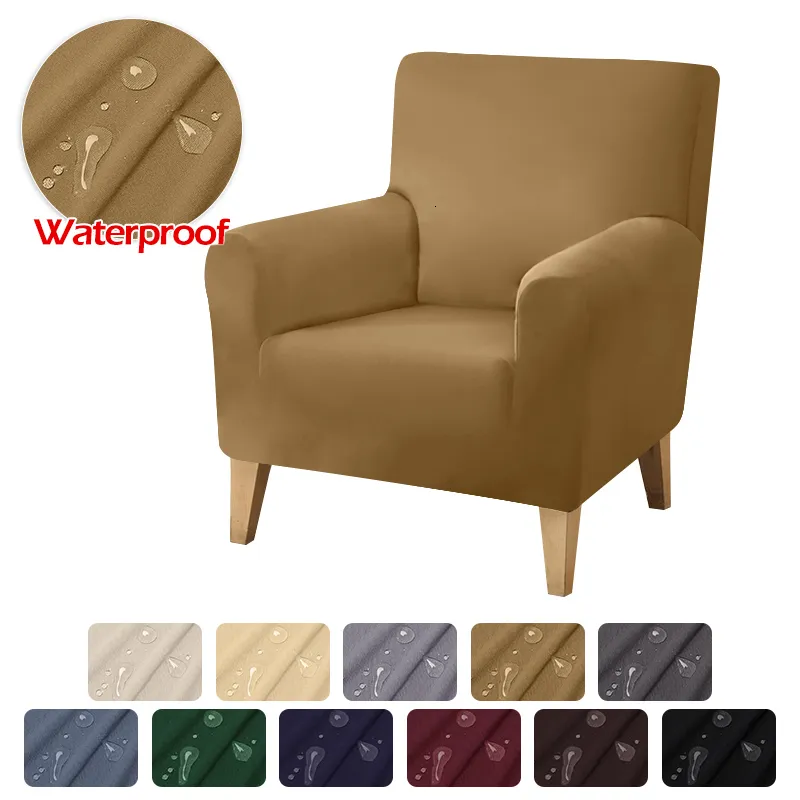 Housses de chaise Housse de fauteuil imperméable Stretch Détachable Bras en pente Dos Housse souple Simple Petite Place Canapé Pour Home Club 230428