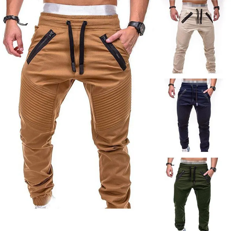 Hosen Neue Design Casual Männer Hosen Fashion Zipper Tasche Hose Solide Jogger Herren Plus Größe Schweiß Hose Pantalon Homme MY108