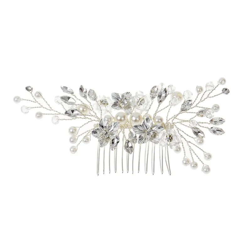 Mariée luxueux peignes à cheveux Clips fourche à cheveux femme scintillant cristal métal fleur peigne Barrette pour femmes mariage cheveux diadèmes