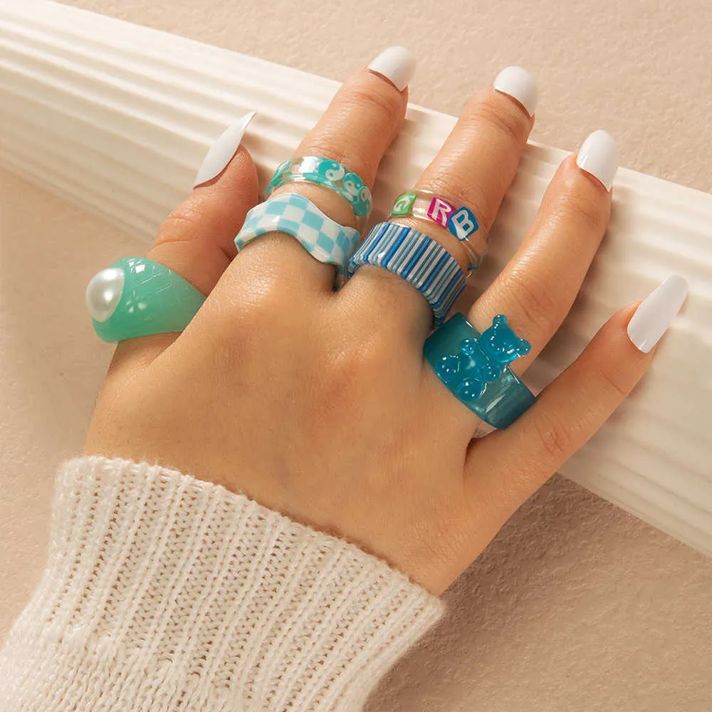 Plant Fashion Acrylic Neo Gothic Purple Adjustable Rings For Small