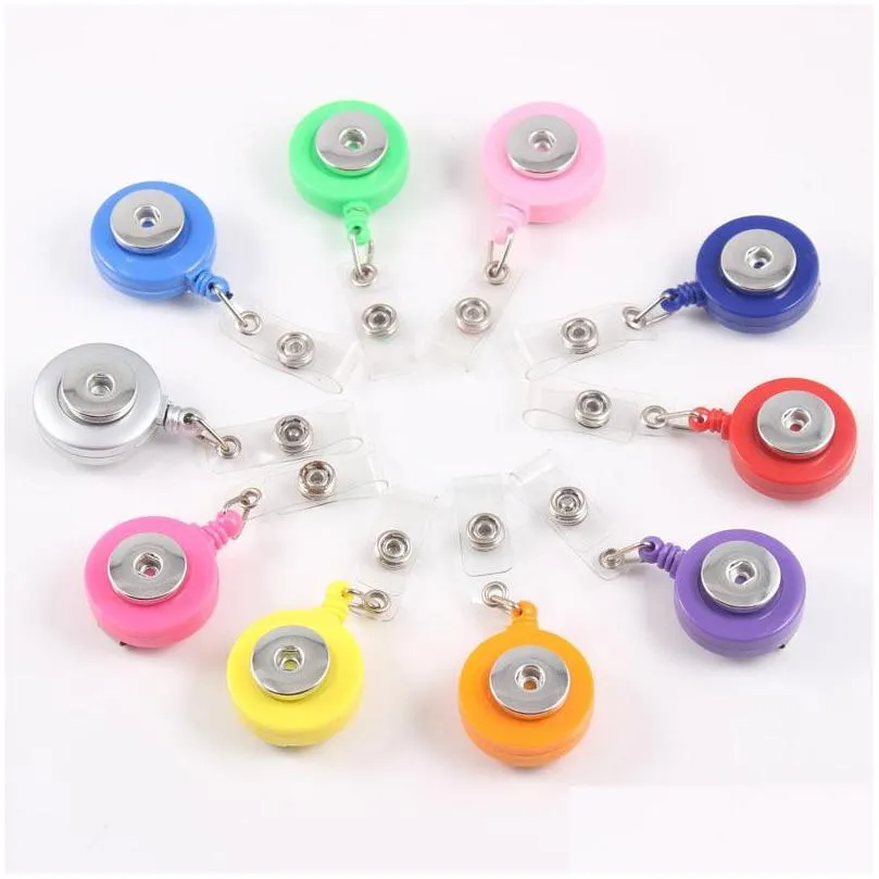Keychains Lanyards Snap Button Retractable Ski Pass Id Card Badge Holder Reels Pl Key Name Tag Recoil Reel Fit 18Mm Snaps Buttons Dhzqg