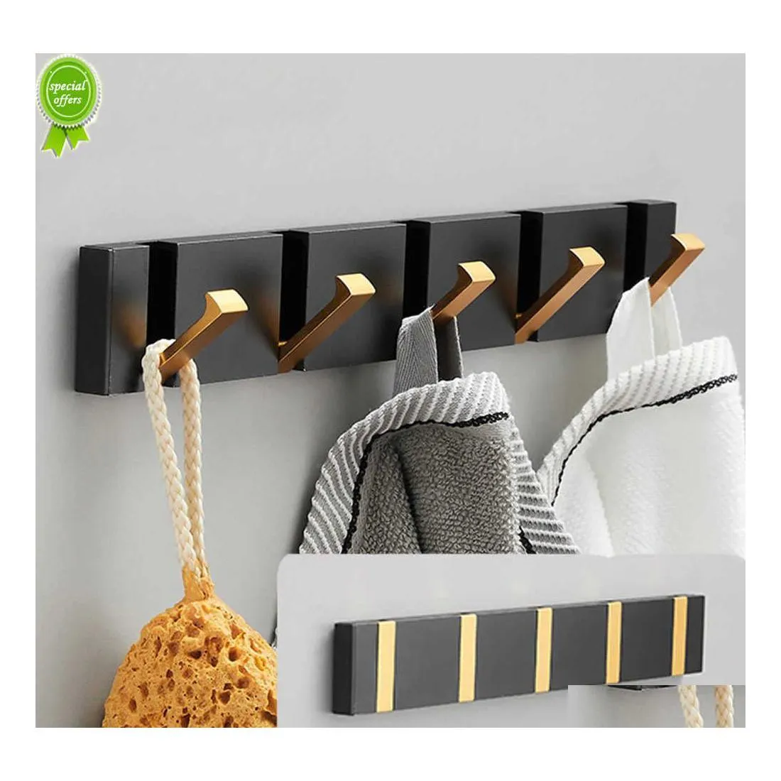 Crochets Rails Porte-serviettes pliants Poinçon Manteau mural Porte-vêtements Cintre Étagère de salle de bain Outils de cuisine pour accessoires pour la maison Drop Delive Dhrc1