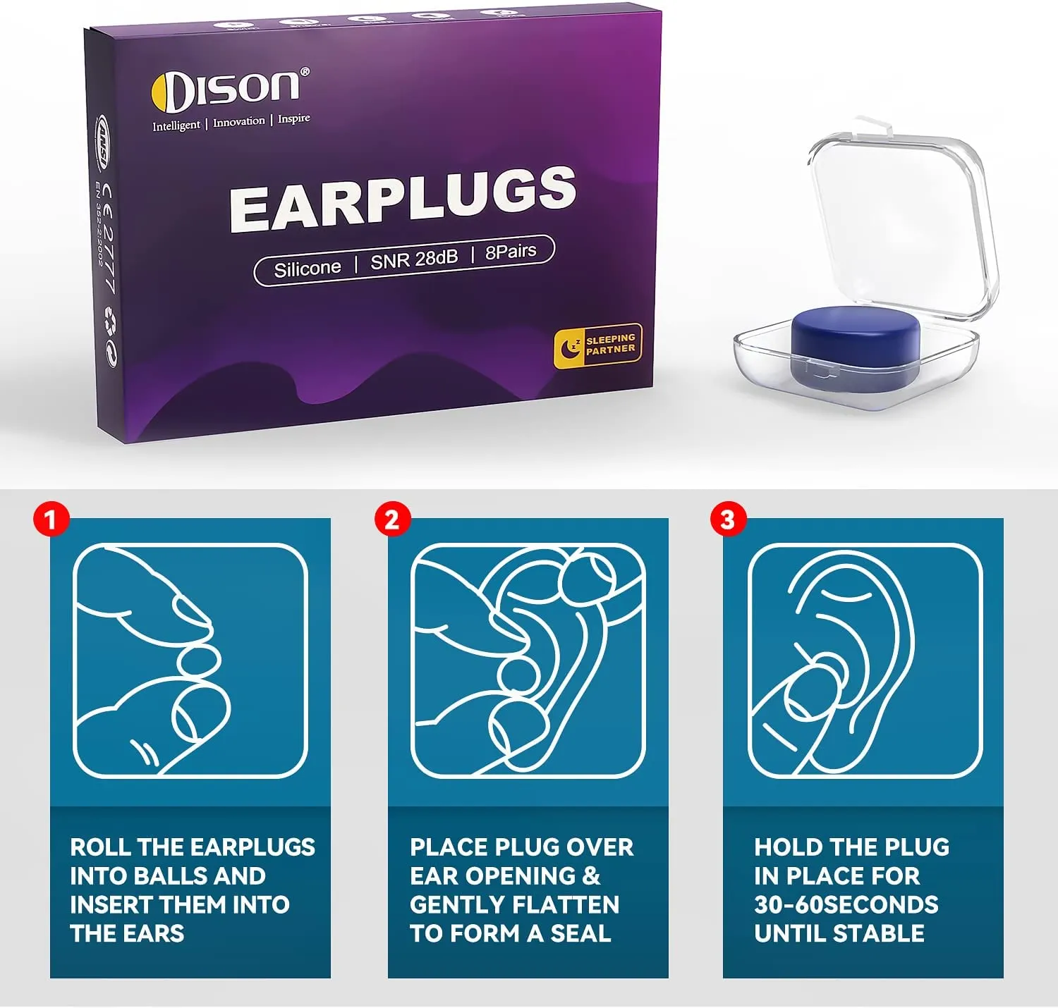Soft Silicone Ear Plugs NRR20dB Moldable Earplugs For Sleeping