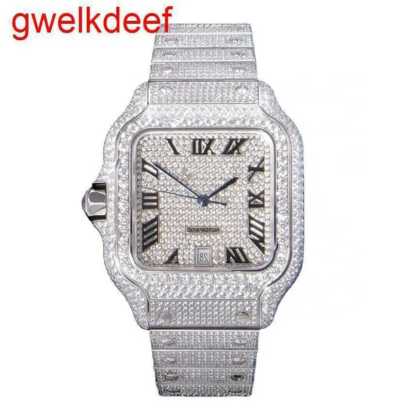 Wristwatches Luxury Custom Bling Iced Out Watches White Gold Plated Moiss anite Diamond Watchess 5A high quality replication Mechanical I5X8 PZG0
