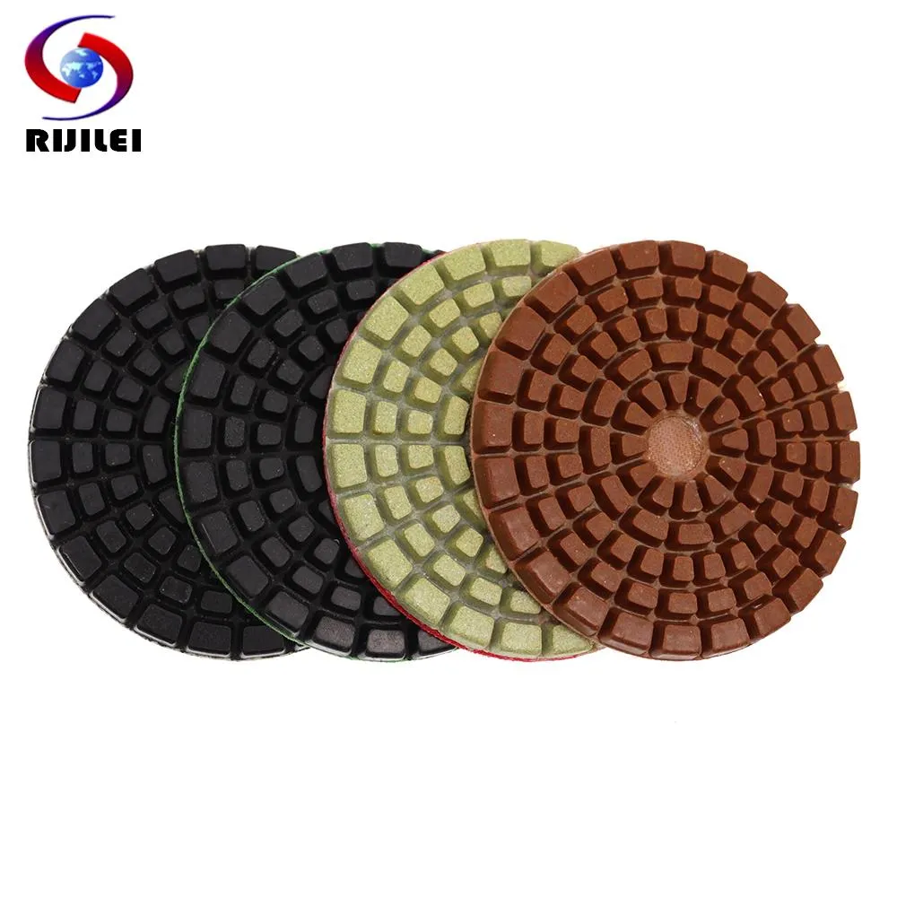 Polijstpads 4st Super Sharp 4inch Diamond Wet Polishing Pads For Concrete Floor Granite Marble Stone Thicknees 6mm slipskivor