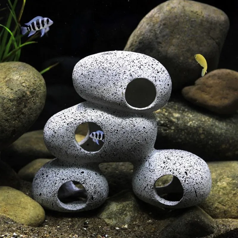 Decor Aquarium Rock Cave Fish Tank Pond Hideaway for Shrimp Cichlid Hiding Breeding Spawning Hideout Decor Ornament