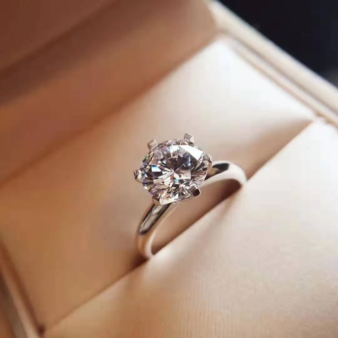 Klassischer runder Diamant-Solitär-Verlobungsring mit 6 Krallen, Diamant-Ehering, Designer-Damenringe, Verlobungsringe für Hochzeitsliebhaber für Frauen