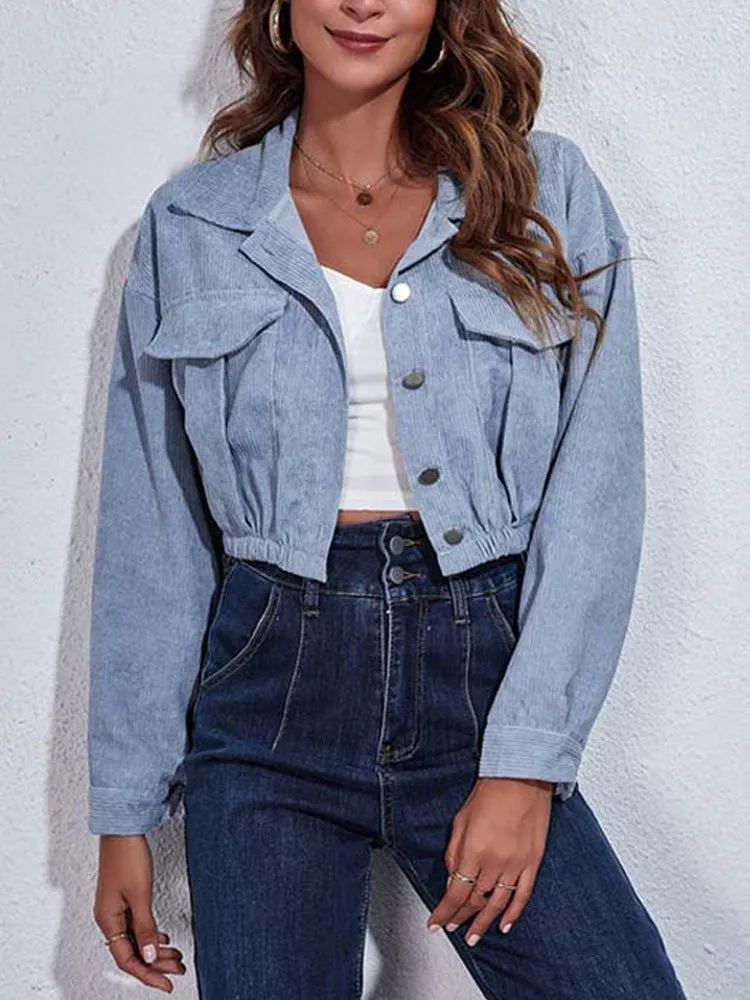Blue corduroy jacket womens on sale
