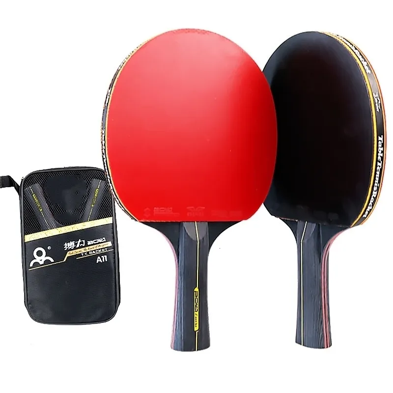 Table Tennis Raquets 2PCS Professional 6 Star Table Tennis Racket Ping Pong Racket Set Pimples-in Rubber Hight Quality Blade Bat Paddle with Bag 230503
