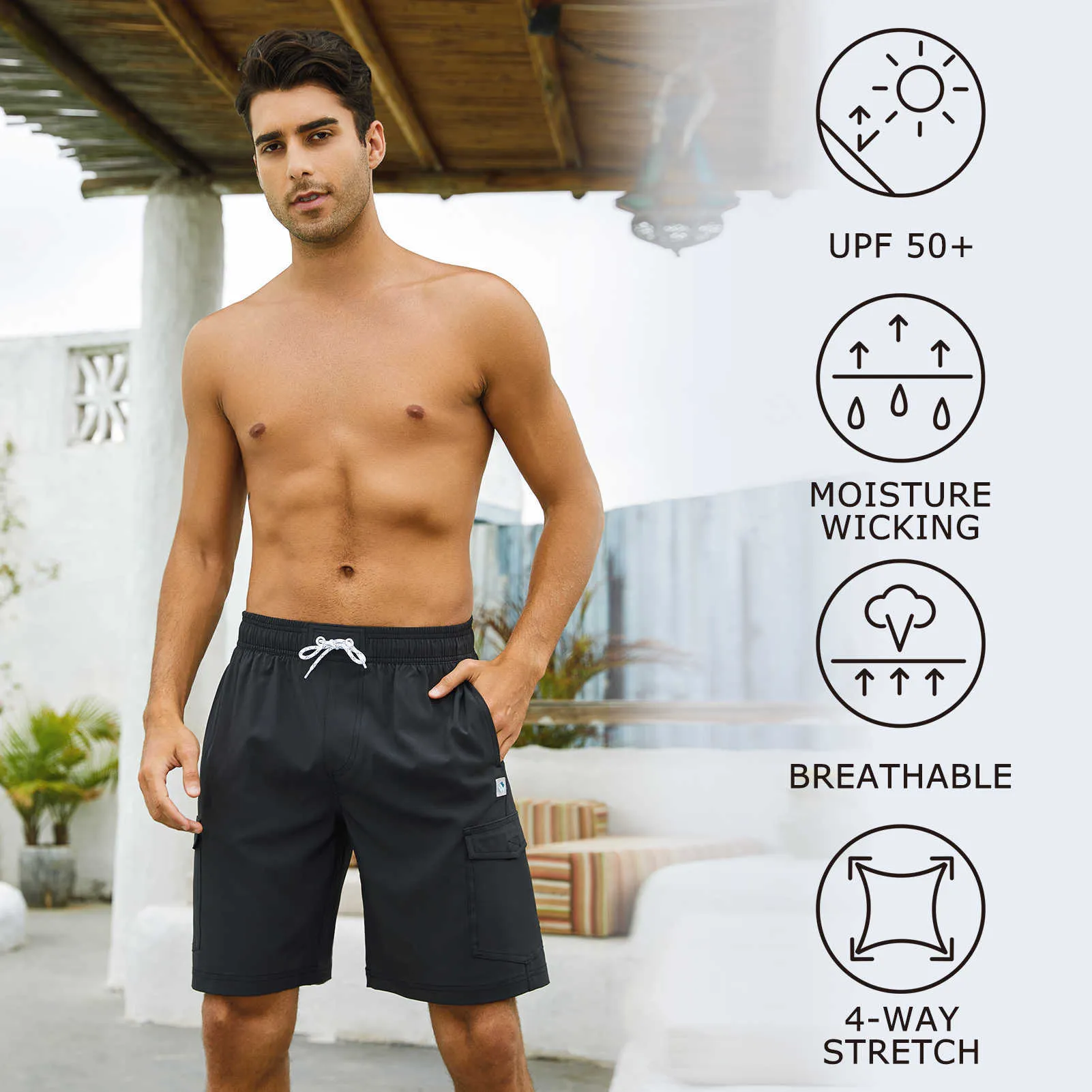 Mens Shorts WILDBREATH Mens 9 Swim Trunks UPF 50 Quick Dry Beach
