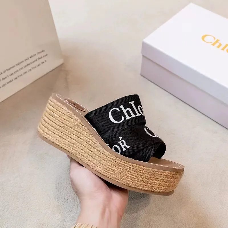 Womens Designer Canvas Platform Sandals With Thick Bottom And