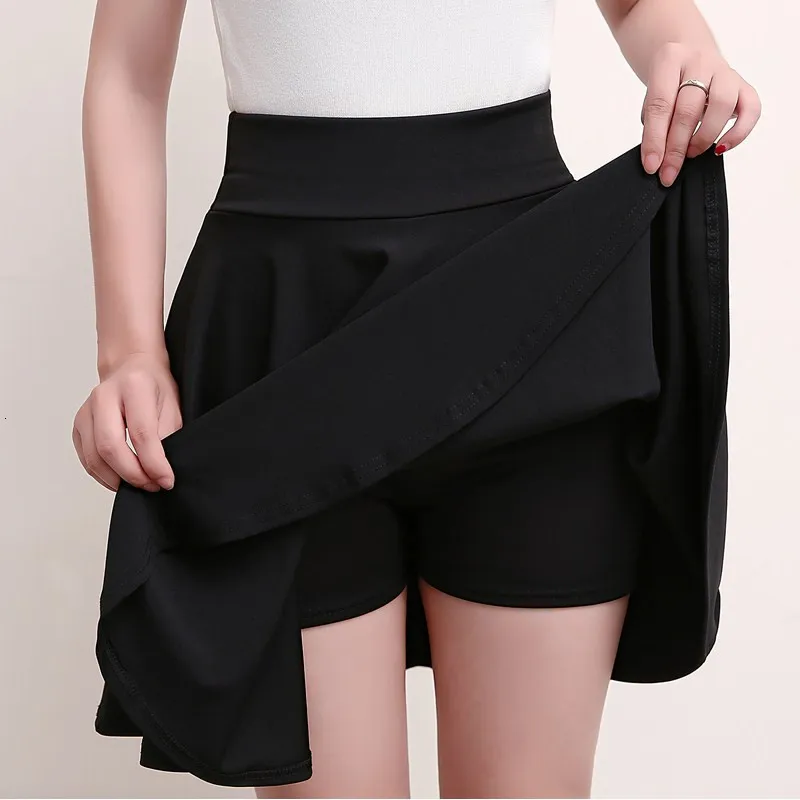Skirts Flared Skirts Womens Basic Shorts Skirt Fashion Versatile Black Casual Mini Skater Medium Pleated Fluffy Skirt Plus Size 230504