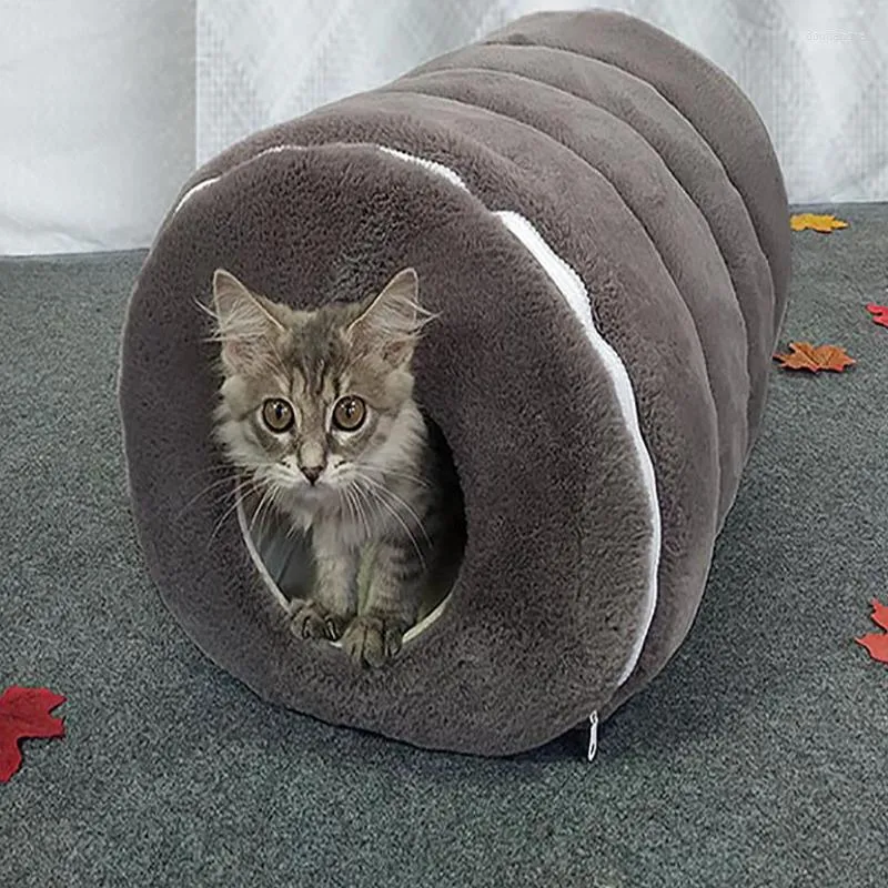 Katzenbetten Abnehmbarer Winter Indoor Höhlenschlafbett Geschlossener Zwinger Für Kleine Mittlere Haustiere Handwaschbare Runde Welpenkäfigmatten