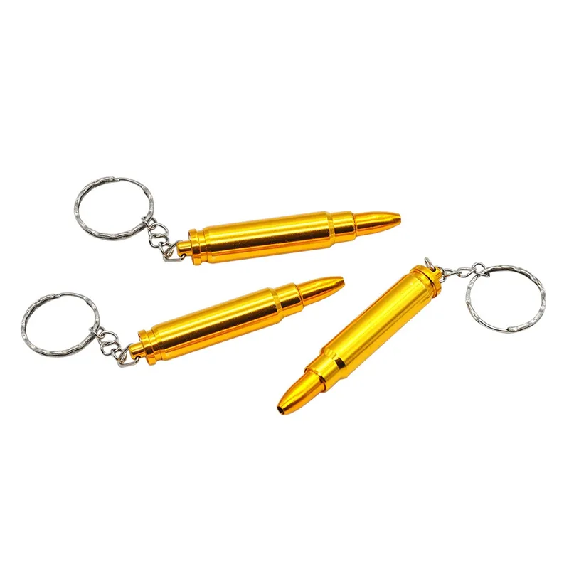 Bullet Shape Metal Snuff Snorter Sniffer Pipe Tobacco Pipes Cigarette Dispenser Mini Sniff Metal Tube Nasal Aluminum alloy Bottle Rocket Spoon 72MM Key Chain