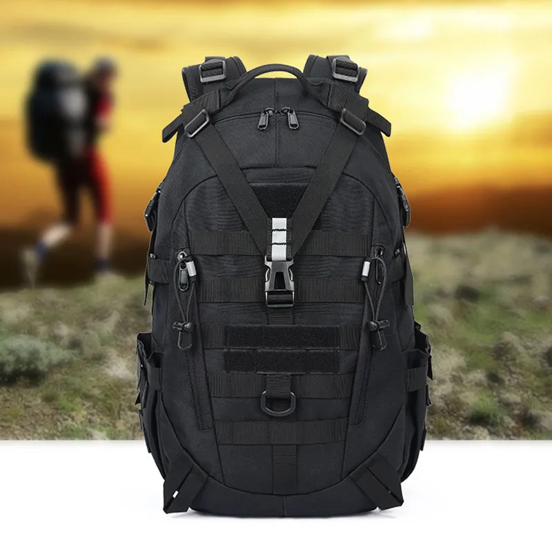 Outdoor Bags 40L Camping Backpack Military Bag Men Travel Bags Tactical Army Molle Climbing Rucksack Hiking Outdoor Shuolder Bag Black XA714A 230504