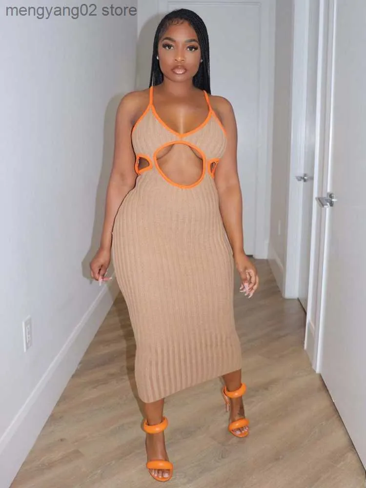 Slimming Mid Calf Cut Out Party Dress With Waist Band Cut Out