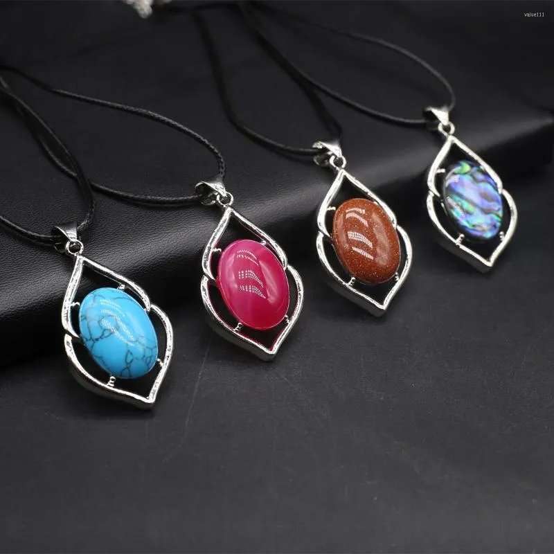 Hangende kettingen charmante natuurlijke schaal metalen legering turquoise kristal ronde gebruikt voor sieraden die benodigdheden doe -diy kettingaccessoires maken