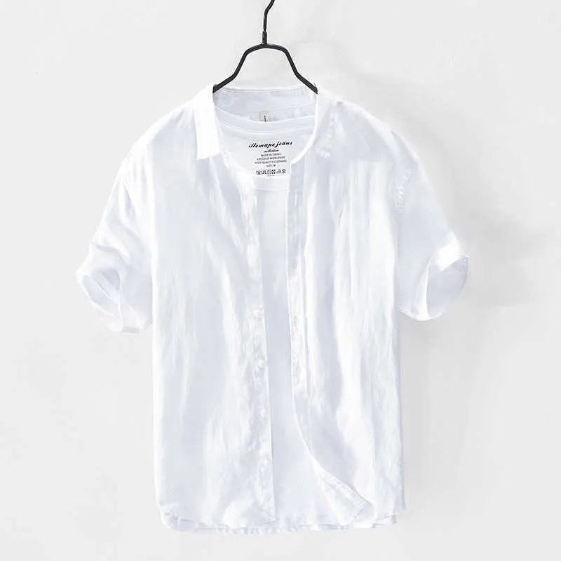 T-shirts d'été décontracté simple coton lin à manches courtes rafraîchissant et à la mode chemise pour hommes